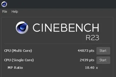 Cinebench R23 results