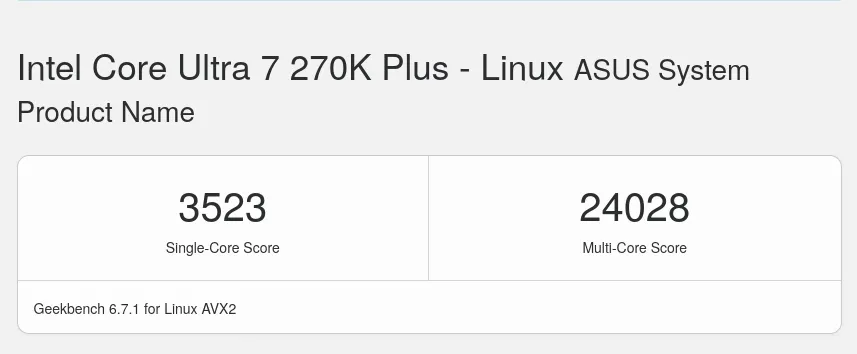 Geekbench 6.7.1 results